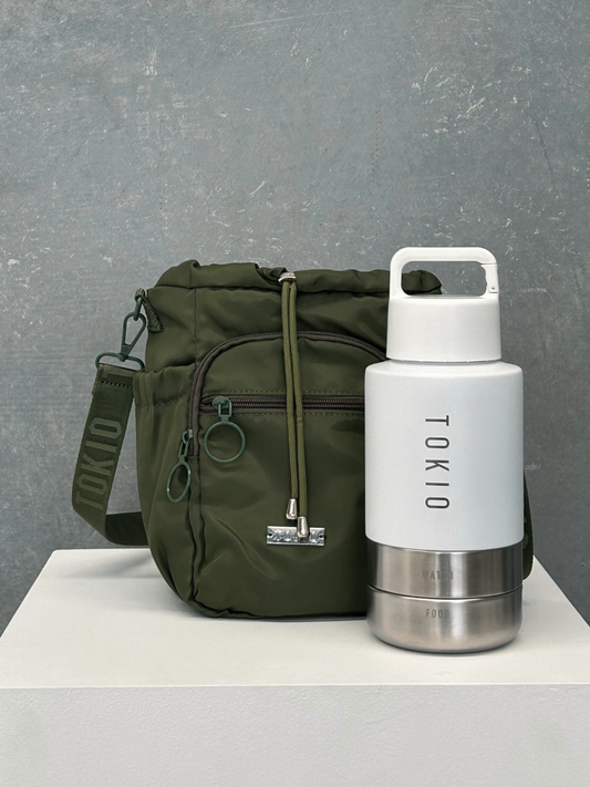 TOKIO Bag & Bottle Bundle - Trek White & Bag Olive