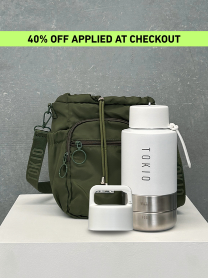 TOKIO Adventure Bundle - Everyday White & Bag Olive + Trek Lid